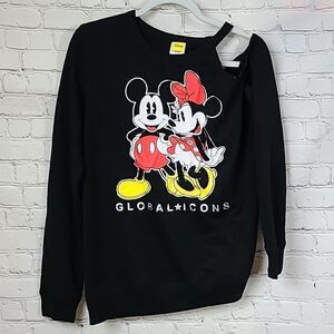 Disney XL 15/17 Mickey and Minnie Mouse French Terry Cold Shoulder Sweatshirt